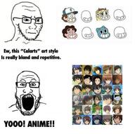 anime bald calarts cartoon comparison glasses gravity_falls meta:tag_character_name open_mouth star_vs_evil steven_universe stubble subvariant:soyak_(irritated) the_amazing_world_of_gumball thing_japanese variant:markiplier_soyjak variant:soyak // 979x973 // 212.0KB
