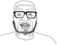 clenched_teeth closed_mouth clothes ear glasses mustache soyjak stubble variant:unknown // 1308x1052 // 49.0KB