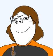 award booru brown_hair dan daniella female genderbend orange_shirt rule_63 subvariant:gapejak_female variant:gapejak woman // 940x992 // 61.3KB