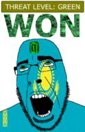 ahegao animal bird country emerald flag gem glasses green green_eyes hair kazakhstan looking_up open_mouth schlog_color_event soyjak soyjak_blog stubble sun teeth text threat_level_green variant:cobson won // 721x1115 // 200.0KB