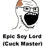 brown_hair cuck epic_soy_lord_(cuck_master) glasses hair no_nose open_mouth soyjak stubble subvariant:epic_soy_lord_(cuck_master) text variant:soyak // 341x361 // 79.8KB