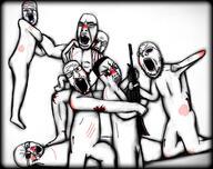 angry blood bloodshot_eyes crying fight meta:tagme missing_teeth multiple_soyjaks open_mouth soyjak variant:a24_slowburn_soyjak variant:chudjak variant:cobson variant:feraljak variant:gapejak variant:markiplier_soyjak variant:soyak // 1409x1113 // 308.6KB