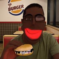 black_skin bread chud food glasses goyslop hand holding_object irl jakparty_soy meta:ai_generated nothingburger photo slop subvariant:jartycuck subvariant:patrick trend:jartycuck vantablack_eyebrows vantablack_hair variant:chudjak // 1023x1024 // 258.3KB