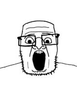 glasses open_mouth soyjak stubble subvariant:jjj variant:ppp // 663x805 // 65.8KB