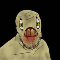 angry blood bloodshot_eyes green_eyes green_skin scary soyjak stubble variant:feraljak yellow_teeth // 1000x1000 // 458.6KB