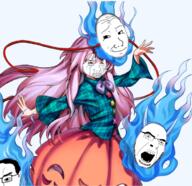 anime bloodshot_eyes crying flame glasses hata_no_kokoro mask smug touhou variant:chudjak variant:cobson variant:wojak video_game // 742x720 // 705.0KB