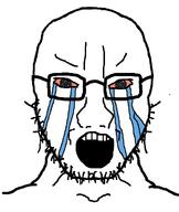 angry bloodshot_eyes crying glasses open_mouth soyjak stubble subvariant:soyak_front2 variant:soyak // 604x716 // 18.3KB