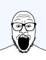bald gape glasses open_mouth series:skinny_soyjaks stubble subvariant:redrawn_plier transparent_background variant:markiplier_soyjak white_skin // 900x1150 // 19.2KB
