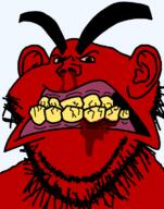 angry artist:kernung big_eyebrows blood blood_from_mouth blood_on_face bloodshot_eyes clenched_teeth cracked_teeth ear looking_at_you nosebleed rage red_skin series:soyjak_restoration_project soyjak stretched_mouth stubble thick_eyebrows transparent_background variant:impish_soyak_ears yellow_teeth // 598x758 // 15.8KB