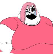 angry bloodshot_eyes clothes crying daddy's_girl fat female glasses hair open_mouth pink_hair soyjak thick_eyebrows variant:et // 1296x1331 // 438.7KB