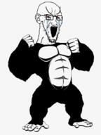 angry animal animated crying glasses gorilla open_mouth soyjak stubble variant:soyak // 900x1200 // 402.8KB