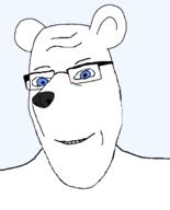 animal bear blue_eyes closed_mouth ear glasses polar_bear series:animaljaks smile soyjak subvariant:nucob template variant:cobson // 541x671 // 11.6KB