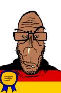 angry award beard brown_skin cuckhold european flag flag:germany germany glasses mutt red_eyes soyjak subvariant:euromutt sweater variant:markiplier_soyjak // 591x900 // 22.8KB