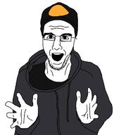clothes glasses hand hat hoodie open_mouth stubble teeth variant:unknown // 1021x1212 // 52.9KB