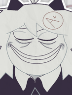 amphibian closed_eyes frog fundamental_paper_education horn ishowspeed meta:not_oc nas:pepe oliver_(fundamental_paper_education) pepe_the_frog smile white_hair white_skin