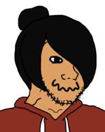 cartoon clothes emo_hair female hair maya_(ongezellig) ongezellig orange_skin smile soyjak stubble variant:soyak // 800x1000 // 25.6KB