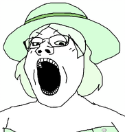 1soyjaks clothes crystal_cafe female gape gaping_mouth glasses green_hair hair hat looking_at_you open_mouth subvariant:gapejak_female transparent_background variant:gapejak // 940x992 // 310.3KB