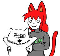 animal cat cat_ear clothes eyes glasses hand meta:not_oc nose open_mouth red_hair stubble tail variant:catjak variant:tama white_background white_skin // 1103x1038 // 141.5KB