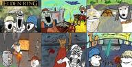 armor blood castle clothes comic dead elden_ring glasses grin hat helmet holding_object holding_sword horn horse mask meta:tagme multiple_soyjaks mustache open_mouth skeleton skull soyjak soyjak_trio stonetoss stubble subvariant:nageplier subvariant:wholesome_soyjak sword text torch variant:fatjak variant:feraljak variant:gapejak variant:impish_soyak_ears variant:markiplier_soyjak variant:markiplier_soyjak2 variant:tony_soprano_soyjak variant:two_pointing_soyjaks video_game weapon // 3120x1600 // 1.9MB