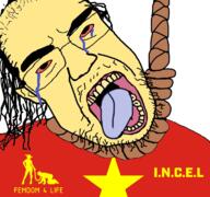 asian bant_(4chan) bloodshot_eyes country crying femdom femdomcuck flag glasses hair hanging incel mustache open_mouth rope small_eyes soyjak stubble subvariant:patrick suicide thick_eyebrows tongue variant:chudjak vietnam vietnamese yellow_skin yellow_teeth // 768x719 // 291.8KB