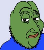 blue_background closed_mouth eyebrows frog green_skin lips pepe raised_eyebrow smug soyjak stubble variant:smugjak // 400x452 // 10.7KB