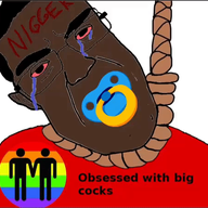 animated binky black_skin bloodshot_eyes clothes crying cum glasses hair hanging meta:tagme nigger open_mouth pacifier rope soyjak subvariant:chudjak_front sucking suicide text tongue variant:chudjak yellow_teeth // 480x452 // 2.1MB