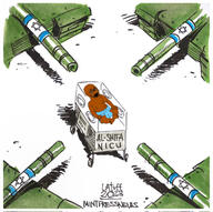 baby bloodshot_eyes brown_skin carlos_latuff crying flag glasses israel palestinian tank text variant:soyak // 1125x1121 // 256.9KB