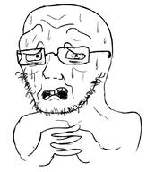 arm buck_teeth glasses hand open_mouth redraw scared soyjak stubble subvariant:soyak_(concerned) sweating variant:soyak white_background // 900x1000 // 127.0KB