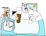 3soyjaks angry bed blanket closed_mouth clothes crying fat glass glasses hospital open_mouth sad soyjak stubble subvariant:wholesome_soyjak sun teddy_bear variant:chugsjak variant:cobson variant:gapejak window // 1678x1304 // 504.9KB