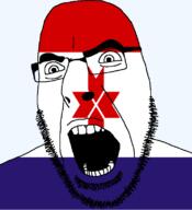 flag flag:mordovia full_head glasses hair looking_to_the_right mordovia open_mouth russia soyjak stubble teeth text transparent transparent_background variant:cobson // 721x789 // 25.6KB