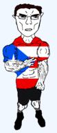 arm buff closed_mouth clothes cuba_vs_puerto_rico ear flag flag:puerto_rico full_body glasses hair hand puerto_rico shoe soyjak star_(symbol) subvariant:chudjak_front subvariant:unbotheredchud variant:chudjak vein // 549x1268 // 42.6KB