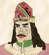 accessory background brown_hair brunette brunette_hair clothes eyebrows full_head hair hat history medieval meta:barely_a_soyjak mustache no_glasses squinted_eyes squinting subvariant:perceptive_chud uniform variant:chudjak vlad_tepes vlad_the_impaler // 1598x1795 // 3.7MB
