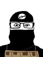 arabic_text balaclava clothes glasses isis islam mask sawiana soy soyjak variant:markiplier_soyjak // 600x800 // 7.5KB