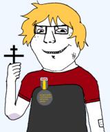 arm badge bandage bruise child christianity closed_mouth clothes cross freckles glasses hair holding_object looking_at_you medal nate newfag orthodox_church shadow smile soot_colors soyjak soyjak_party subvariant:shoyta teeth text transparent transparent_background tshirt variant:gapejak yellow_hair youngest_jakker // 1000x1200 // 54.1KB