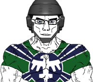 arm aryan blue_eyes buff closed_mouth clothes flag:terran_federation glasses hair helmet looking_at_you mouth_closed muscular_male nose smile soyjak starship_troopers subvariant:chudjak_front subvariant:muscular_chud template tshirt variant:chudjak vein // 1059x929 // 148.9KB