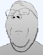 animated closed_eyes closed_mouth frown glasses sad soyjak stubble variant:gapejak // 500x638 // 28.3KB