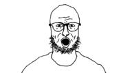 glasses open_mouth soyjak stubble template variant:BaldGlasses // 1080x600 // 2.5MB