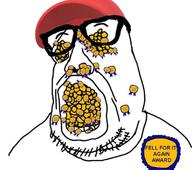 award baseball_cap cap clothes donald_trump fell_for_it_again_award glasses hat hollow maga maga_hat make_america_great_again open_mouth soyjak stubble text variant:peason // 1125x994 // 737.4KB