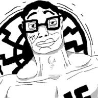 adams_apple artist:sisa9000 buff chest chud eye eyebrows grayscale greyscale half_body looking_at_you neck oekaki pupil raised_eyebrows ripped shading shoulder shredded smile smirk sonnenrad ss_bolts subvariant:muscular_chud swastika tattoo traps variant:chudjak white_background white_skin // 500x500 // 39.3KB