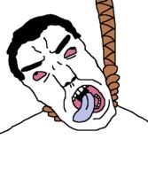 bloodshot_eyes blue_tongue eyebrows faucet hair hanging head nose red_eyes rope suicide teeth teeth_showing tongue tongue_out variant:chudjak wrinkles // 422x485 // 25.7KB