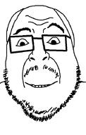 balding eyebrows glasses hair happy mustache smile soyjak stubble subvariant:wholesome_fortson teeth variant:fortson // 458x720 // 10.6KB