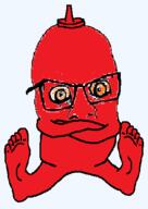angry arm bloodshot_eyes bottle condiment crazed crossed_arms food foodjak foot glasses ketchup mustard mustard_(user) nonsense series:foodeez! sitting soyjak variant:feraljak // 314x443 // 18.8KB