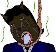 ack anhero animal bloodshot_eyes brown_skin cat cat_ear clothes crying eyebags hair hanging meta:namefags moistpepper_(user) nose open_mouth rope shitskin stink_lines stinky subvariant:massjak subvariant:massmeowjak suicide suit suit_and_tie tongue variant:gapejak whisker yellow_teeth // 962x900 // 67.2KB