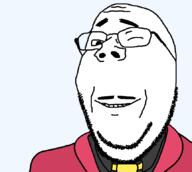 closed_mouth clothes glasses mustache necktie smile soyjak stubble subvariant:wholesome_soyjak variant:gapejak wink // 863x772 // 17.8KB