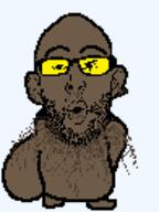 admin animated arm ass bald beard brown_skin closed_mouth dance ear full_body glasses gyatt naked root root_(user) smile soyjak soyjak_party stubble twerk variant:nojak // 98x131 // 59.5KB
