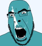 flag flag:sakhalin full_head glasses hair looking_to_the_right oblast open_mouth russia sakhalin_oblast soyjak stubble teeth text transparent transparent_background variant:cobson // 721x789 // 23.2KB