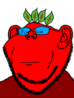 beetroot broot emoticon eyebrows glasses leaf red_skin series:brootmoji stubble transparent_background unamused variant:impish_soyak_ears 😒 // 598x800 // 21.0KB