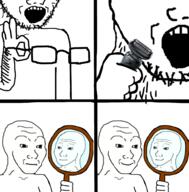 beard comic glasses happy holding_glasses holding_object mirror nas neutral open_mouth shaved soyjak variant:soyak variant:wojak wojak // 2323x2366 // 1.0MB