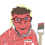 aryanne aryanne_(pony) big_brian big_brian_(namefag) blue_eyes cutie_mark hair hello_my_name_is_(sticker) mask meta:namefags my_little_pony paint paintbrush smile variant:feraljak // 1500x1500 // 111.7KB