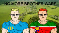 arm award blue_eyes buff closed_mouth clothes crimean_tatar flag flag:crimean_tatar flag:tatarstan friendship glasses hair no_more_brother_wars orange_hair plainarm red_hair soyjak subvariant:chudjak_front subvariant:muscular_chud tatarstan text tshirt variant:chudjak vein white_skin yellow_hair // 1778x1000 // 1.4MB